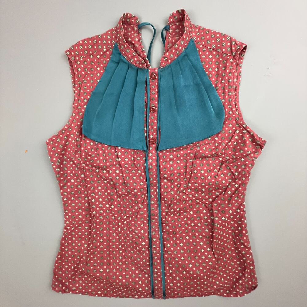 Mondy Burgundy Teal Geometric Blouse Large Artsy Boho Boutique